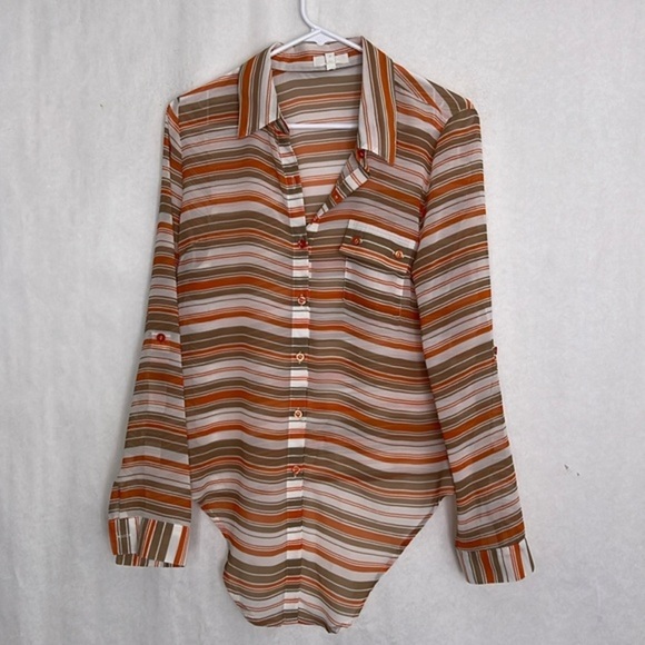 5/$25 Edge large sheer button up blouse 130 - Picture 1 of 3